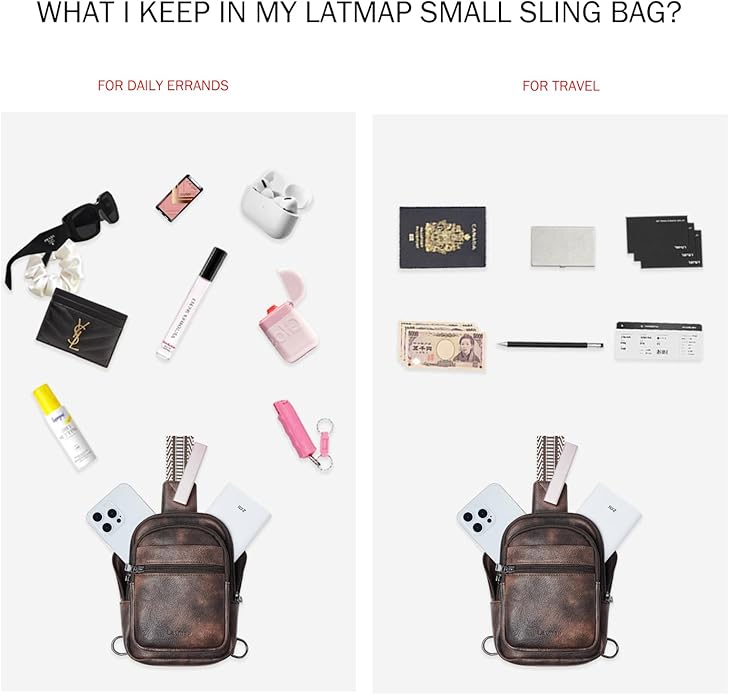Sling Bag For Women Faux Leather Small Casual Daypack Backpack Fanny Pack Crossbody Chest Bags Purse