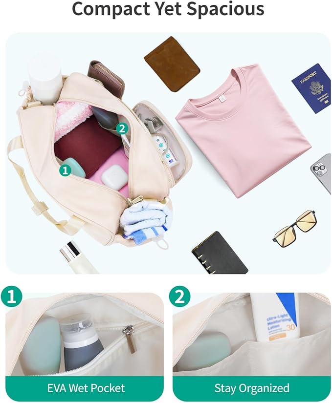 Ceneda Gym Bag Lightweight Multi-Pocket Travel Tote for Yoga