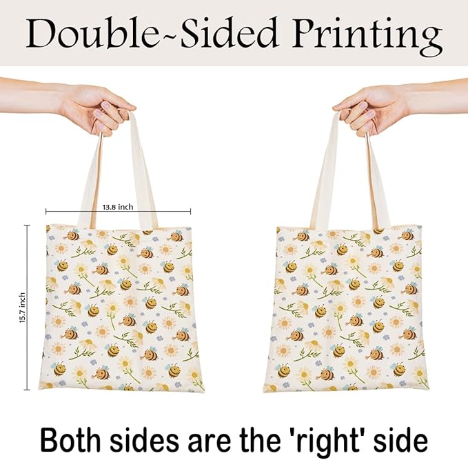 Canvas Tote Bag for Women, Vintage Print Handbag, Aesthetic Shopping Bag for Work Travel Beach, Everyday Shoulder Tote