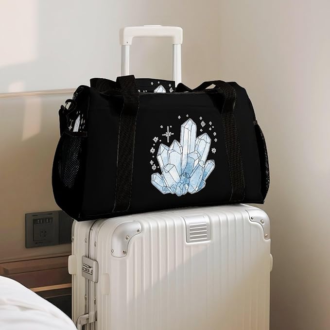 Blue Crystals Duffle Bag Gym Bag for Workout Travel Tote with Detachable Straps