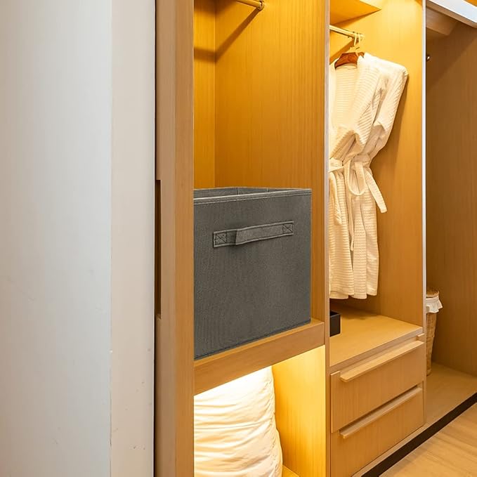 storage bins collapsible storage bins,cube storage organizer (Pack of 6) 9*7.5*7.5inch,For home and office Collapsible Closet Shelf Organizers, Drawer Organizers (Grey)