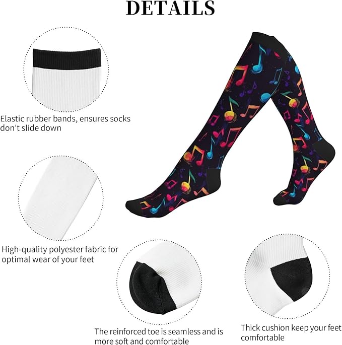 Compression Socks Knee High Circulation Support Socks For Women Men Athletic Running Work Hiking Cycling Travel