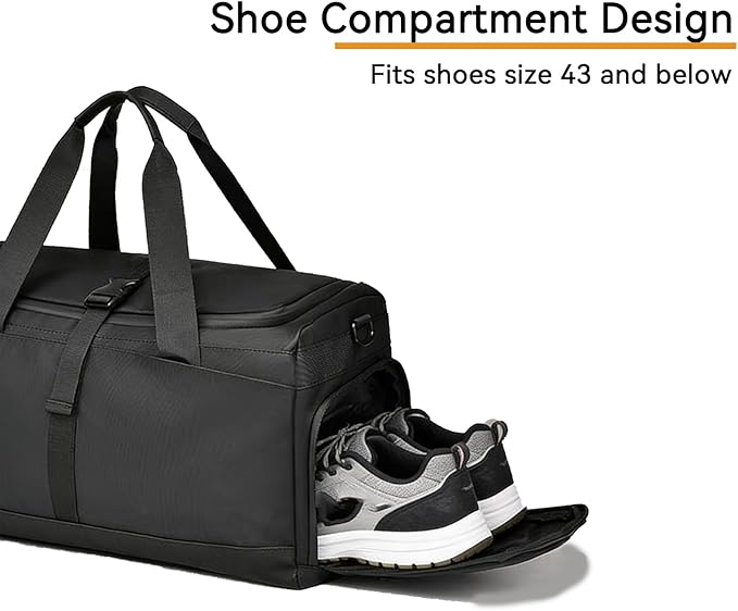 42L Gym Bag for women man, Duffle Bag for Travel, Personal Item Bag, Carry on Bag with Wet Pocket & Shoes Compartment, Water Resistant Weekender Bags with Luggage Handle Wrap