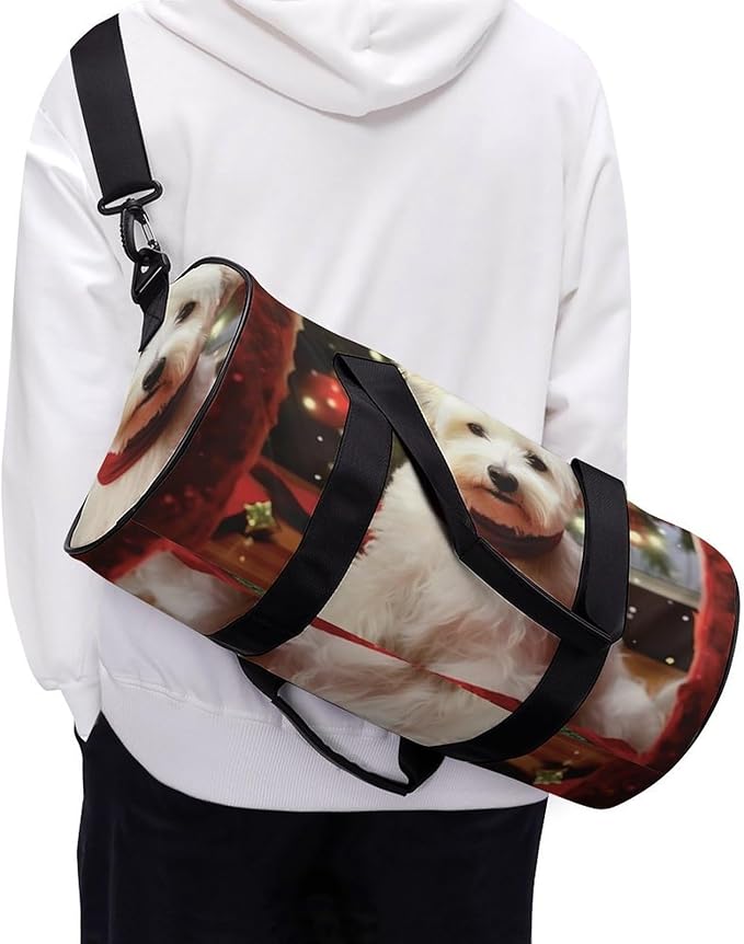 Sports Gym Bag for Women Men Travel Duffel Bag Tote Weekender Bag Christmas Dog Carry on Overnight Bag for Travel Swimming Fitness Workout Sports Duffle Bag