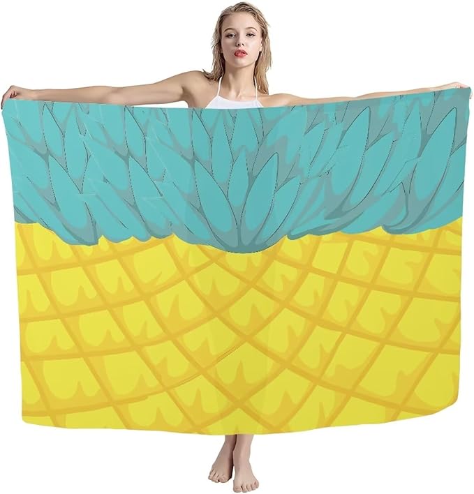 Creative Pineapple Print Beach Towel - Microfiber Quick Dry Sand Free Towels, Light Weight, Absorbent for Pool, Travel, Camping Essentials, Oversized Extra Large for Adults 66x44 in