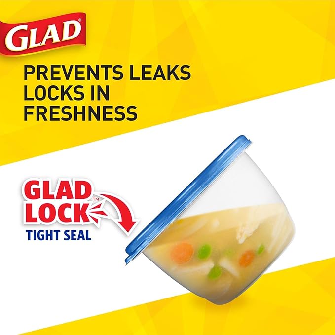 Glad Food Storage Containers - Soup and Salad Container - 24 Ounce - 5 Containers