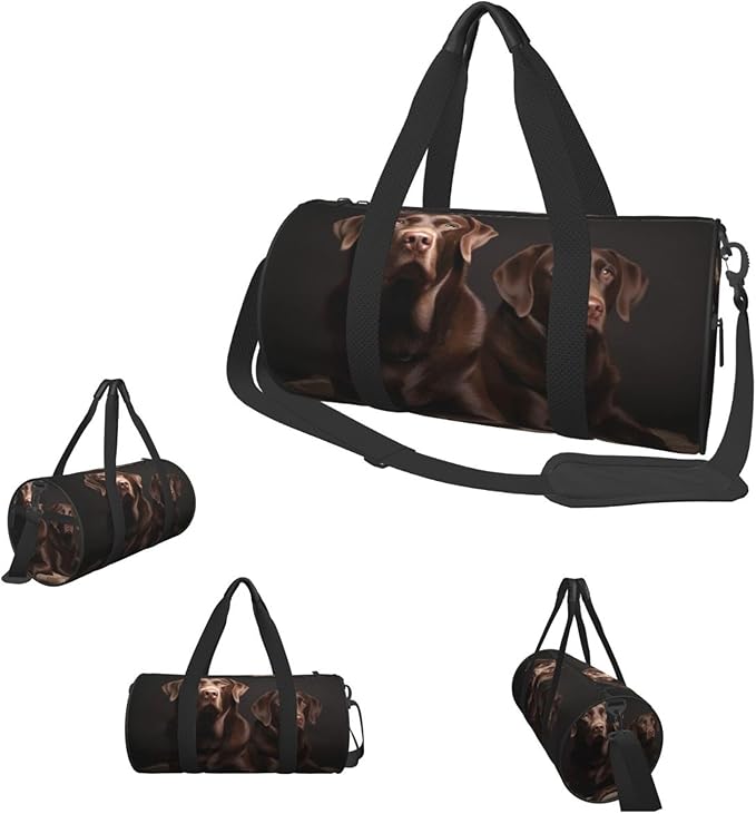 Brown Labrador Retriever Sports Gym Bag for Women Men Travel Duffel Bag Tote Weekender Bag Canvas Carry on Overnight Bag for Travel Swimming Fitness Workout Sports Duffle Bag