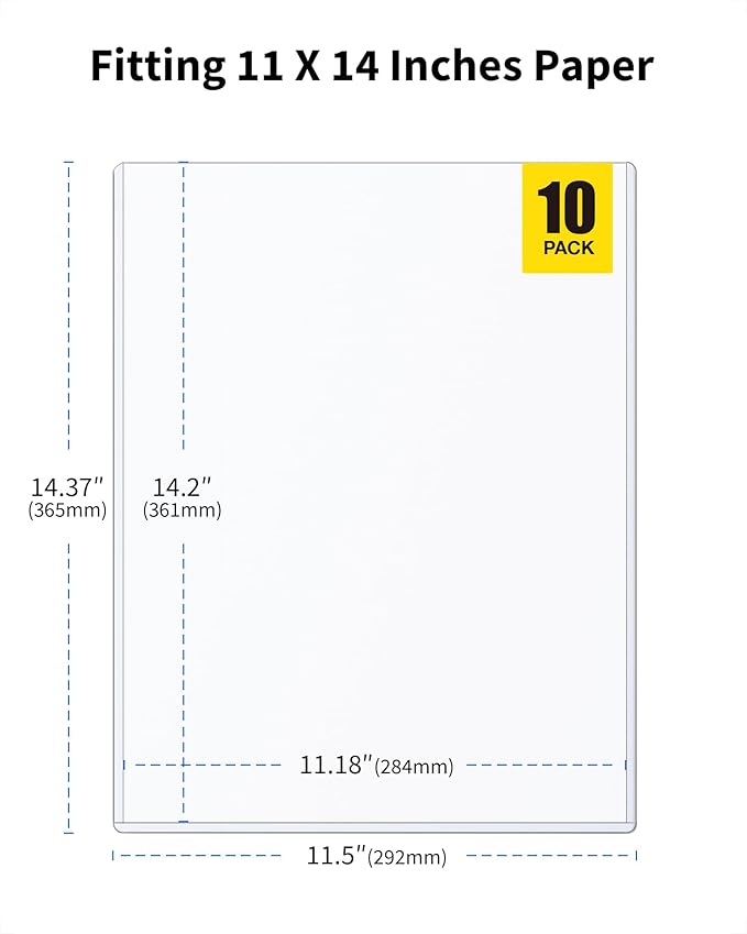 11x14 Toploader - Durable Clear PVC Sheet Protectors, Semi Rigid Plastic Sleeves as Frame Alternatives for Pictures, Photos, and Prints (10-Pack)