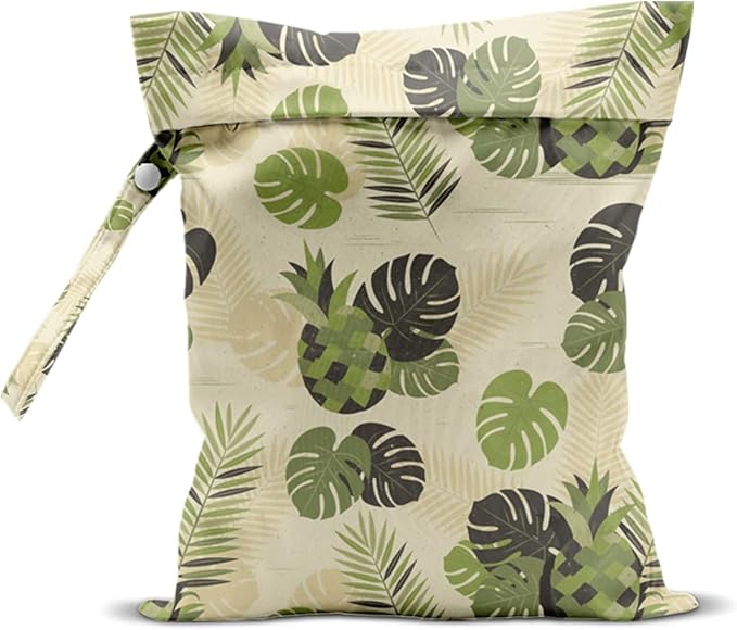 Wet Bag, Wet Dry Bag, Waterproof Swim Bags, Machine Washable Reusable Bags for Beach, Pool, Diapers, and Dirty Yoga Gym Clothes(Tropical Palm Leaves Pattern