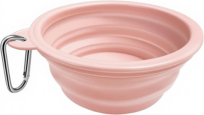 Portable Silicone Collapsible Dog Bowls, 2 Pack Dog Bowl Travel Collapsible Bowls Water Feeding Travel Bowl Cup Dish for Pet Dogs and Cats - with 2 Pack Carabiners