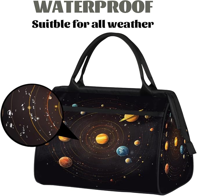 Gym Bag for Women Men, Solar System Sports Duffel Bags, Waterproof Travel Weekender Overnight Carry On Tote Bags for Travel Sports