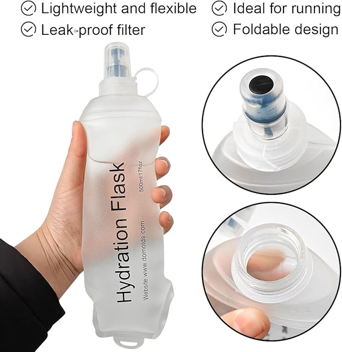 WILDREEDS 150ml Soft Flask, TPU Collapsible Soft Water Bottle for Hydration Pack, Running Vest, Folding Water Bottle for Hiking Cycling Climbing-2Pcs, White