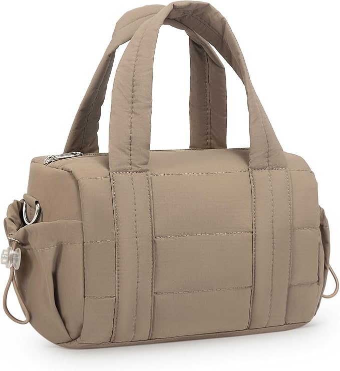 8L Mini Gym Bag for Women, Small Size Sport Duffel Bag for Yoga Dance Swimming, Water-Resistant Compact Workout Bag with Adjustable Strap, Brown