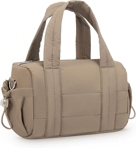 8L Mini Gym Bag for Women, Small Size Sport Duffel Bag for Yoga Dance Swimming, Water-Resistant Compact Workout Bag with Adjustable Strap, Brown