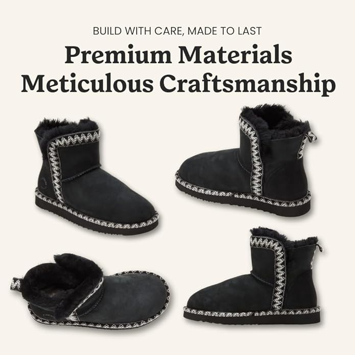 Dearfoams Women's Fireside Shearling Water Resistant Indoor/Outdoor Foldover Boot Slipper