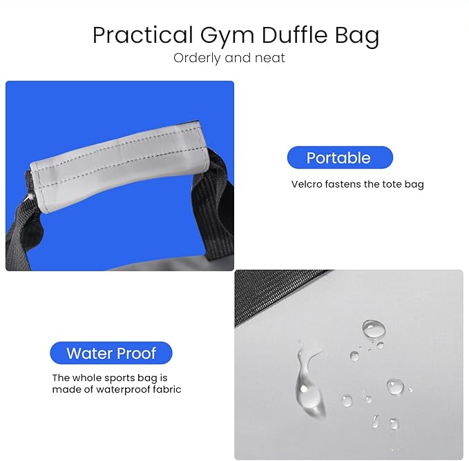 C&F BOGMOST Small Gym Bag for Women & Men,Small Lightweight Duffel Bag Carry On Bags Mini Duffel Travel Bag Waterproof Sports Bags for Workout/Sport/Travel, Grey,Large