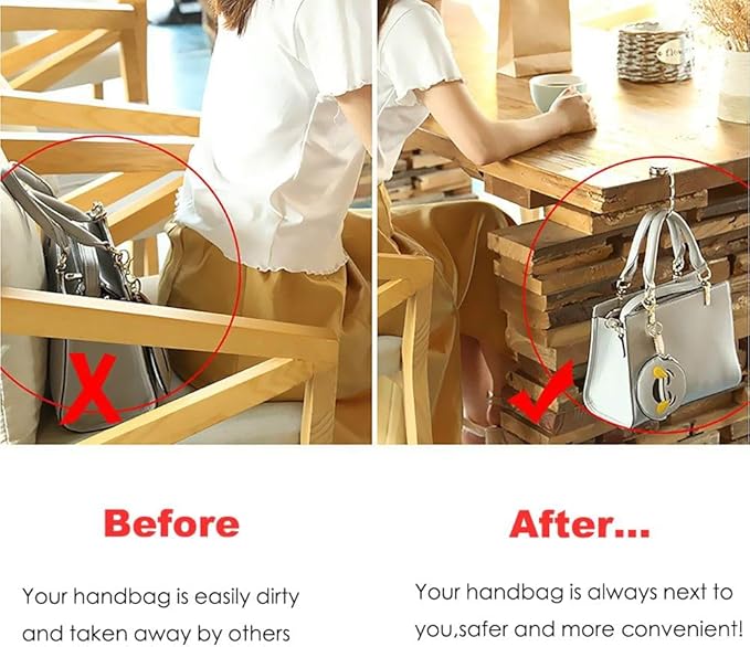 KSMD Purse Hooks for Table and Bars, Portable Purse Hanger Organizers Handbag Holder Pocketbook Holder Bag Storage for Desk, Foldable Folding Table Hook Hanger (Butterfly 01)