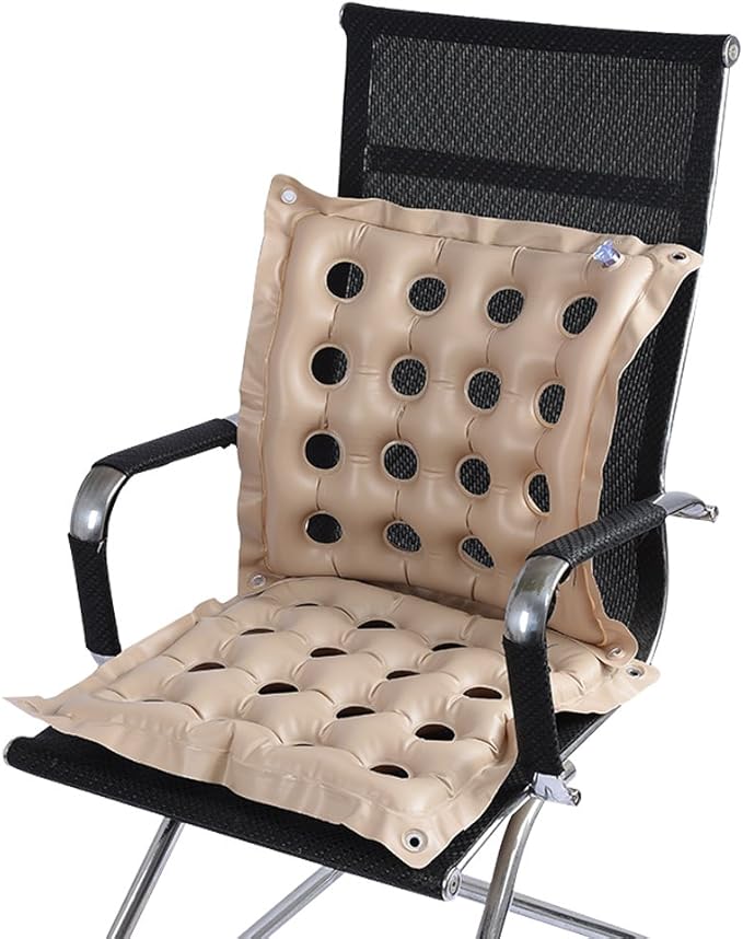 Inflatable Seat Cushion Portable Chair Cushion for Office Wheelchair Travel Cars Airplanes Coccyx Tailbone Sciatica Ideal for Daily Use Prolonged Sitting Relief, 2Pack Khaki