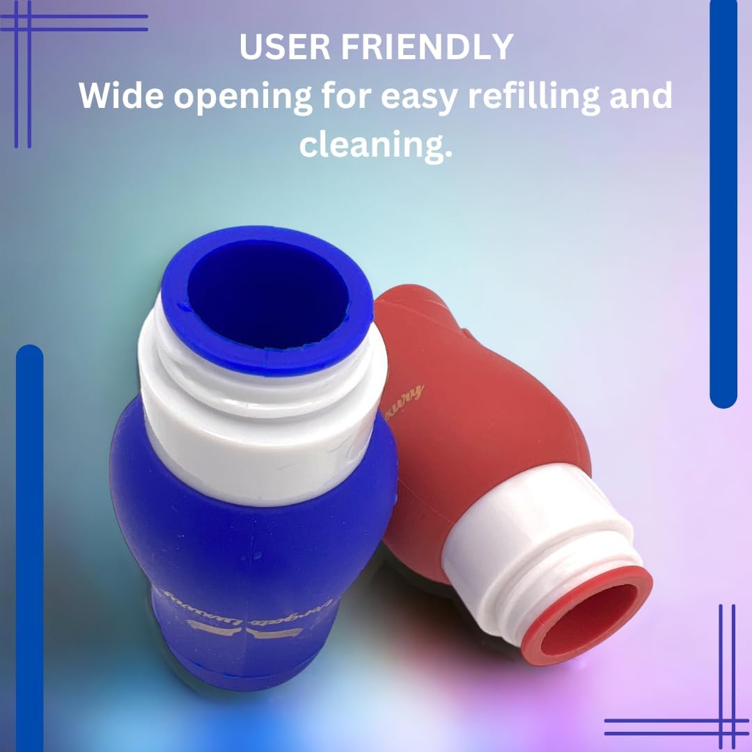 Vorgato Luxury- Silicone Travel Bottles for Toiletries - 3oz Silicone - TSA Approved - Refillable Travel Bottles 3 pcs (Fuschia, Red, Blue)