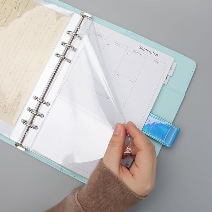 A5 Binder Pockets 12pcs Clear PVC Binder Pouches 6 Holes Zipperless Side Open Cash Budget Envelopes Waterproof Document Filing Bags for A5 Binder Protectors Photos, Cash Organize