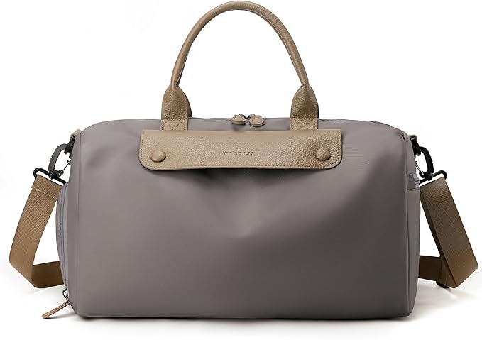 Gym Bag for Men Women with Shoe & Wet Compartment, 20L Waterproof Personal Item Carry On Travel Duffle Bag, Small Sports Duffel Bags for Fitness Workout Swimming Dance, Khaki