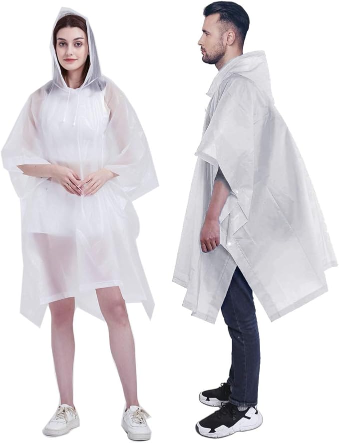 HLKZONE Rain Ponchos for Adults, [Pack of 2] Portable EVA Rain Coat Rain Jacket Reusable Raincoats with Drawstring Hood
