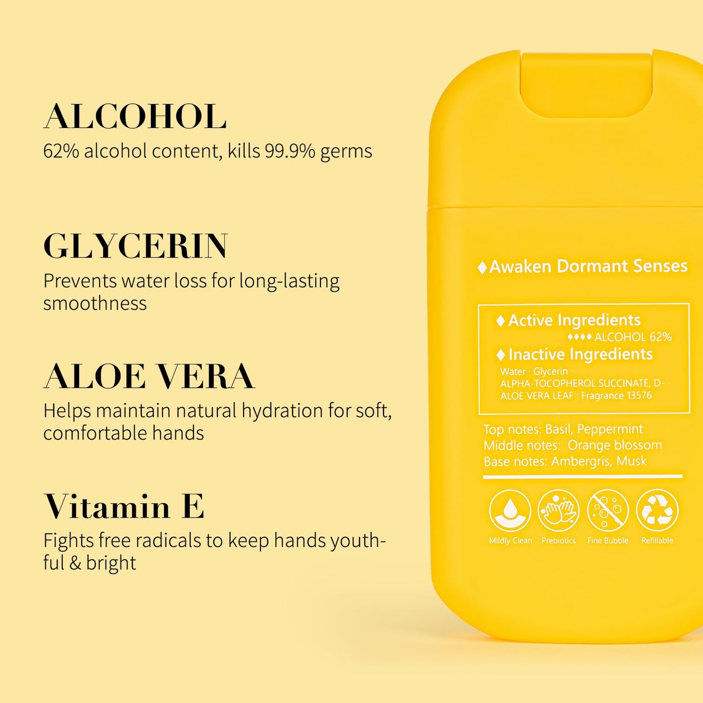 Power Mist Hand Sanitizer Spray, Scented Hydrating Hand Sanitizers Travel Size Refillable, Pocket Portable 3-Pack (Citrus mist at dawn) 0.93Fl Oz 460-Sprays Each