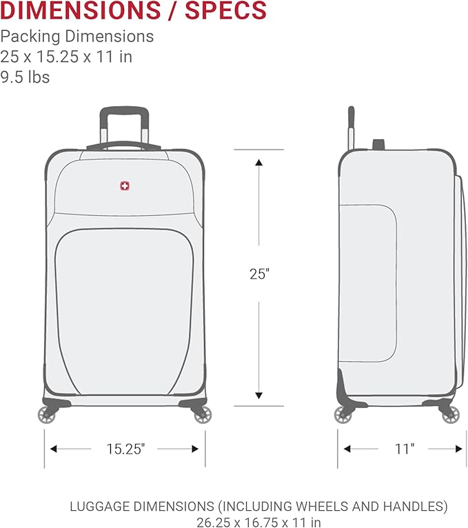 SWISSGEAR Sion Softside Expandable Spinner Luggage Durable Lightweight Travel Suitcase, Burgundy, Checked-Medium 25-Inch