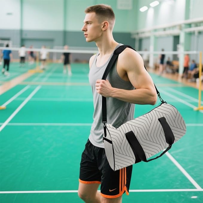 Minimalist Geometric Design Foldable Gym Bags For Women Oxford Tote Bags Adjustable Shoulder Strap, Convertible Carry Backpack Gym Bag Cute For Sport Overnight Backpack Men