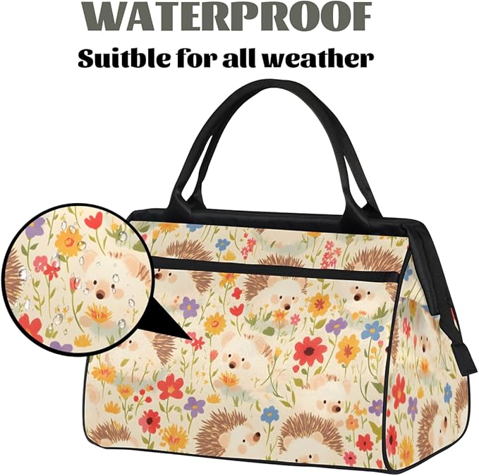 Funny Hedgehog Overnight Weekender Bag for Women Men Travel Duffel Bags Waterproof Luggage Carry on Sports Yoga Gym Bag