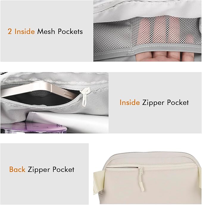 Anti Theft Belt Bag, Fanny Packs for Women Travel, Locking Waist Crossbody Bag with Adjustable Strap & Back Pocket, Fashion for Teens Trip, Gym, Workout - Beige