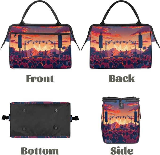 Music Festival Overnight Weekender Bag for Women Men Travel Duffel Bags Waterproof Luggage Carry on Sports Yoga Gym Bag