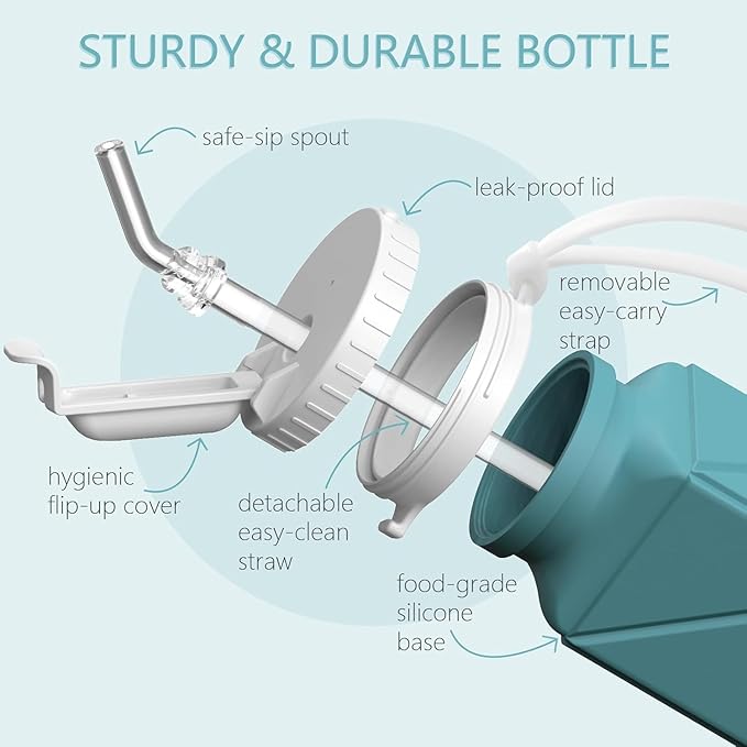 Collapsible Water Bottles 20.6oz 2 Pack, Silicone Foldable Portable Water Bottle, BPA-Free, Leakproof Reusable for Travel Camping Hiking Cycling Yoga Sports Outdoor (Blue+DarkBlue)