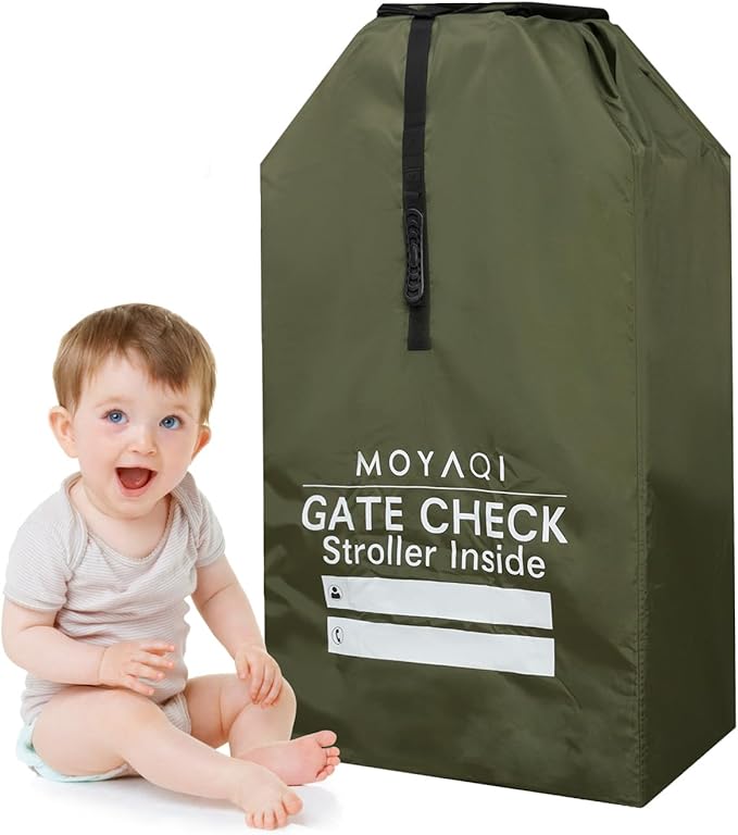 MOYAQI Stroller Travel Bag for Airplane, Gate Check Bag Backpack with Durable Nylon,Adjustable Carry Straps,Infant Carriers & Booster Seats (Green)
