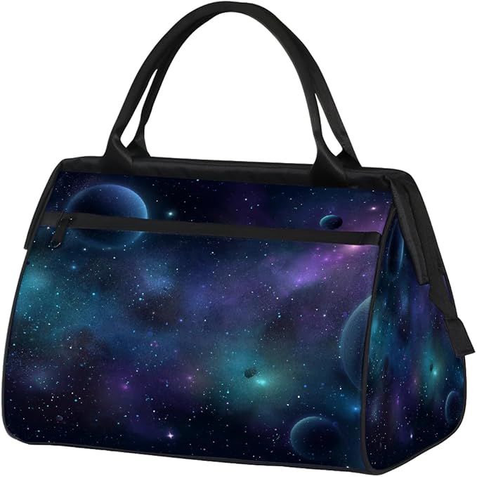 Overnight Weekender Bags for Women Men, Starry Universe With Planets And Stars Waterproof Travel Carry On Duffel Bag, Lightweight Sports Gym Bag for Fitness, Workout, Travel