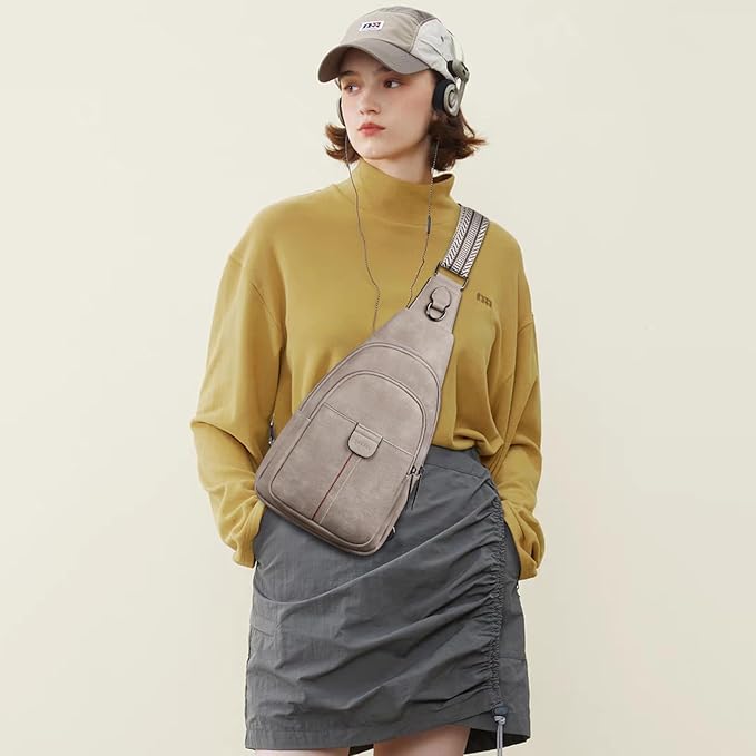 Womens Sling Bag Crossbody Bags for Women Vegan Leather Sling Backpack Daypack Fanny Pack Crossbody Purse Travel