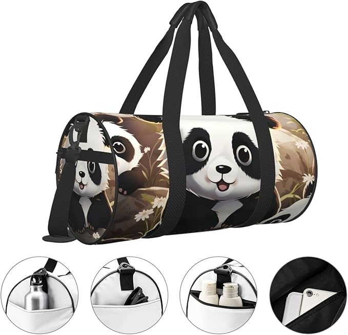 Travel Duffel Bag Lightweight Carry On Weekender Overnight Bags Cute Panda Animal Sports Tote Gym Backpack with Adjustable Strap Hospital Bags Foldable Luggage Bag for Women Men
