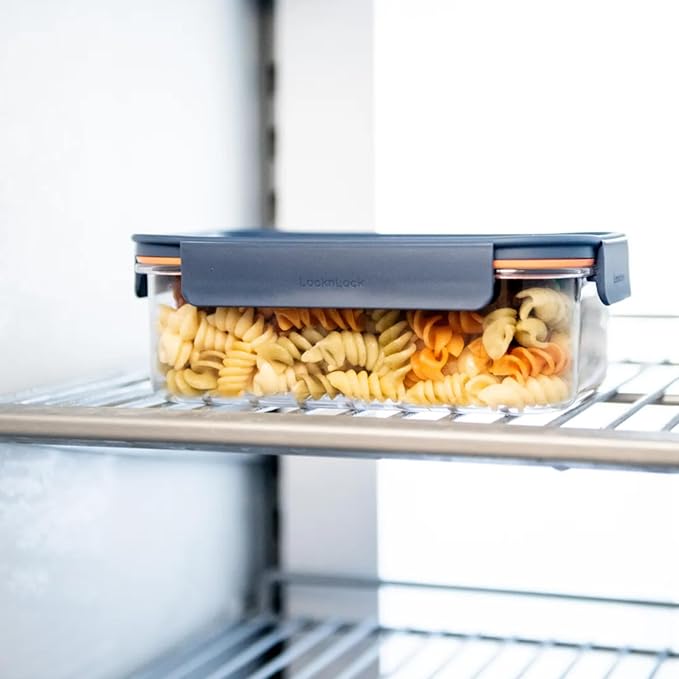 LocknLock LBF402RS5N Bisfree Modular Plus Food Storage Containers for Lunch, Meal Prep, Stackable, BPA-Free, Leakproof, Microwave, Dishwasher, Freezer-Safe, 10 Pieces, 5 Boxes and 5 Lids, Navy, 450ml