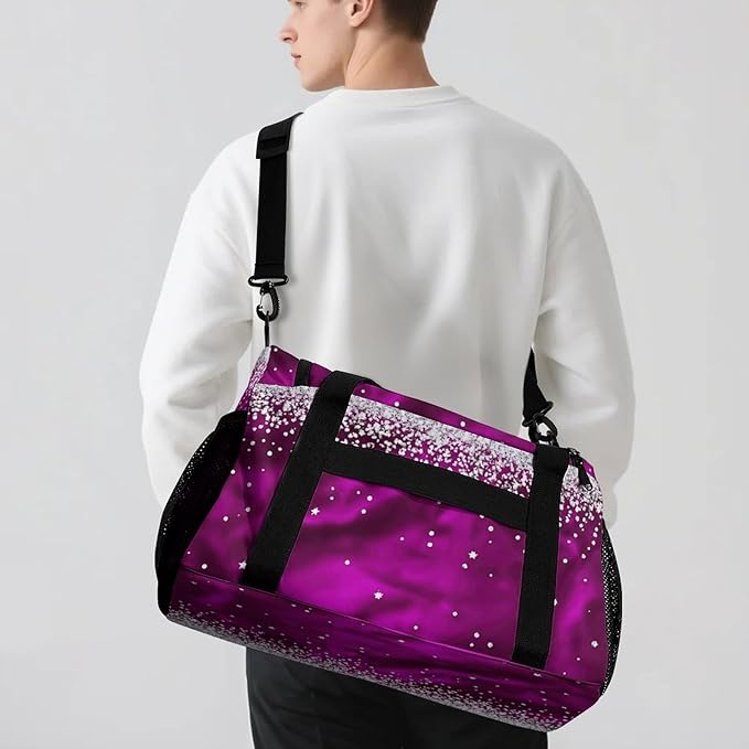 Rose Pink Bling Print Custom Sports Bag Names for Adult Personalized Name Duffle Gym Bag Travel Weekender Lightweight Bags