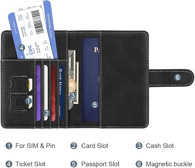 Passport Holder Cover Personalized Initial Letter A-Z Travel Wallet RFID Blocking Passport Cover Passport Book Holders for Women and Men, Black-P