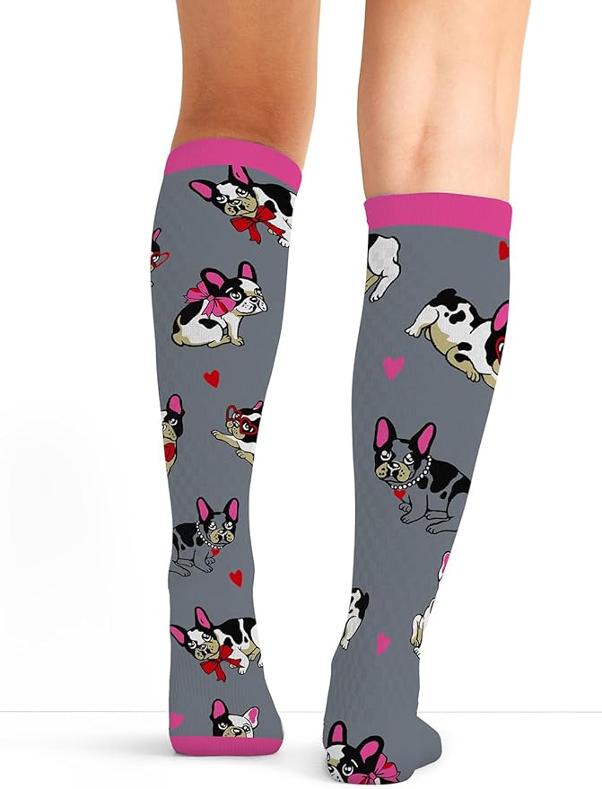 Cherokee Women's 10-15mmHg Compression Socks – Fun Print Knee Highs with Light Support, Soft Feel - PRINTSUPPORT