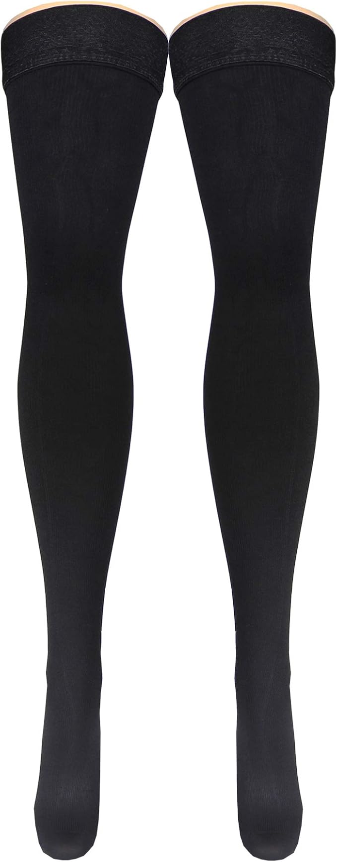 Truform Compression Socks, 20-30 mmHg, Men's Dress Socks, Thigh High Over Knee Length, Black, Medium