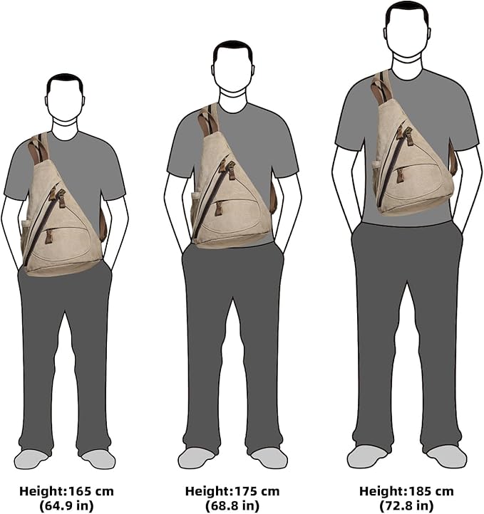 KL928 Canvas Sling Bag - Small Crossbody Backpack Shoulder Casual Daypack Rucksack for Men Women(Large Version,Khaki)