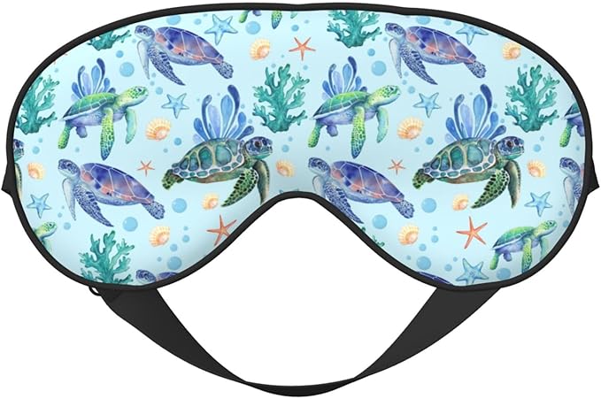 Sea Turtle Sleep Mask Breathable Soft Eye Mask for Sleep for Women Men Lightweight Eye Cover for Travel, Night Work, Nap, Office