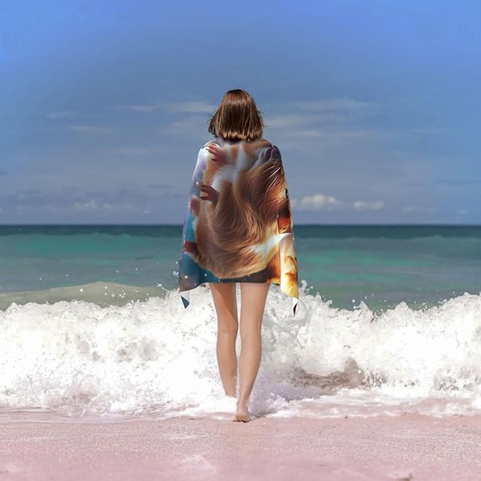 Microfiber Beach Towel, Galaxy Guinea Pig Beach Towels 32x52in,Quick Dry, Sand Free, Ultra Soft & Oversized Towel for Travel, Outdoor, Bathroom, Swimming - Ideal for Pool, Camping, Yoga, or Gift Decor