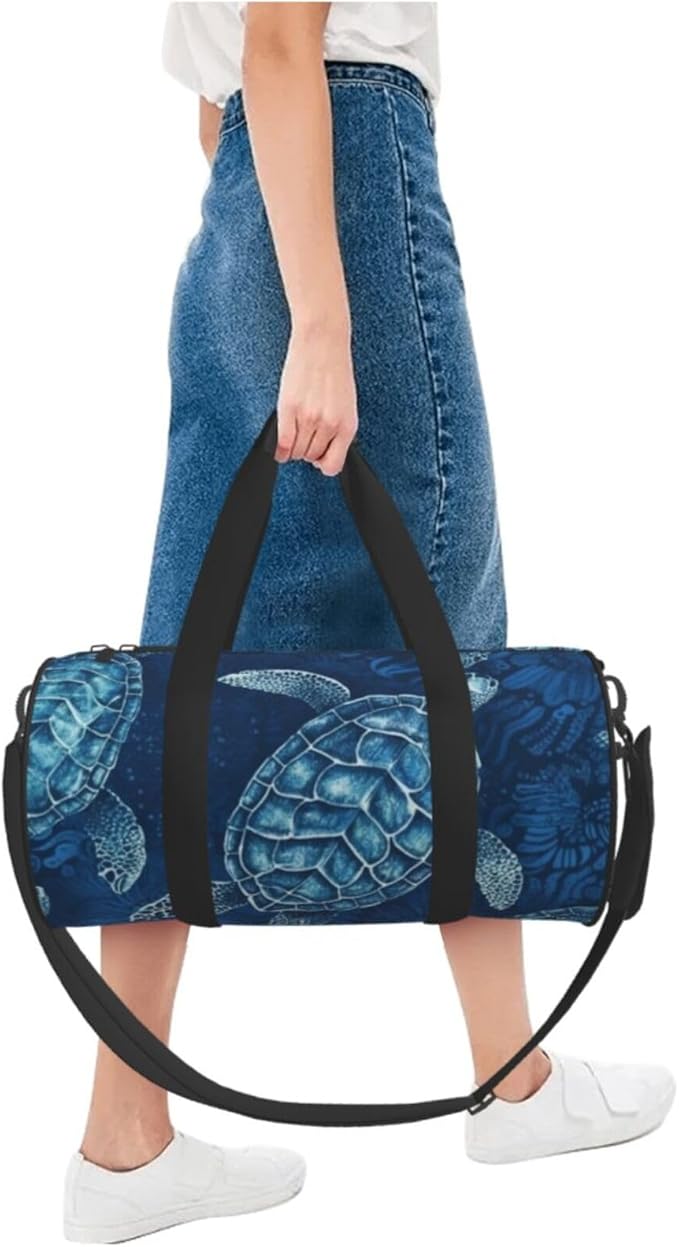 Travel Duffel Bag Lightweight Carry On Weekender Overnight Bags Sea Turtle-Blue Sports Tote Gym Backpack with Adjustable Strap Hospital Bags Foldable Luggage Bag for Women Men