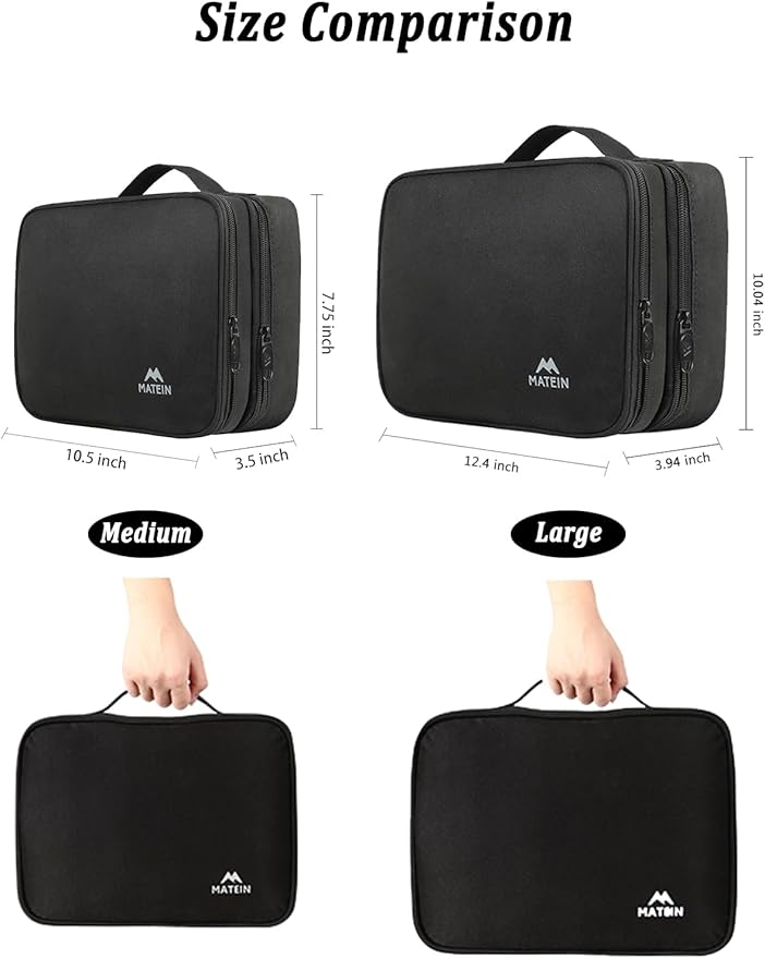 MATEIN Electronics Organizer Travel Case, Water Resistant Cable Organizer Bag for Travel Essentials, Gifts for Men, Storage Bag for Camera Accessories, Phone, Cord & Tablet, Black