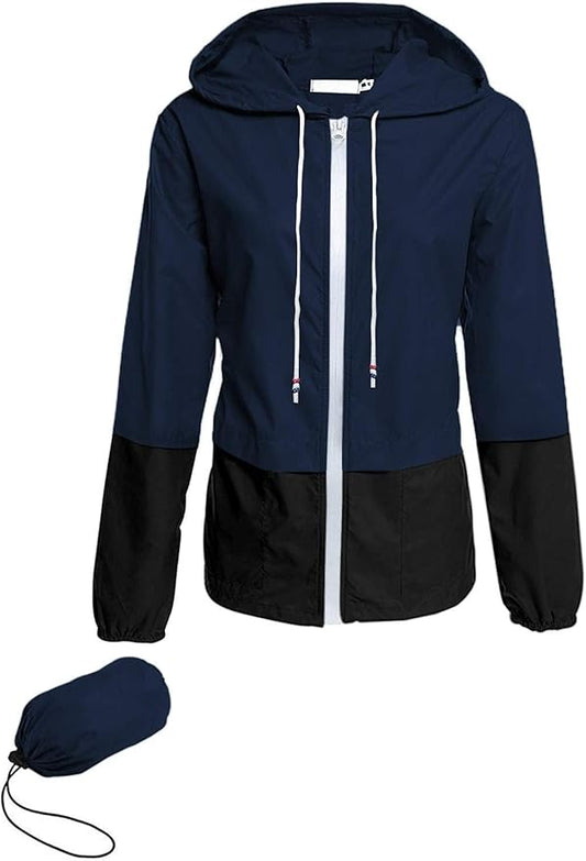 Avoogue Raincoat Women Lightweight Waterproof Rain Jackets Packable Outdoor Hooded Windbreaker