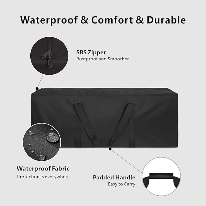 TOPDesign 3-Pack 36 Inch Small Zippered Duffel Bag for Travel Camping Sports Equipment Storage, Waterproof Foldable Luggage Bag with Padded Handles (Black)
