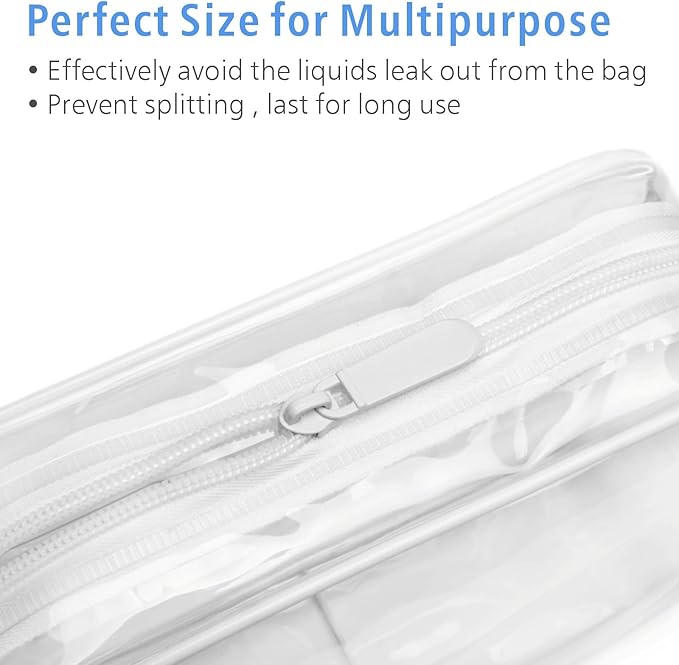 PACKISM TSA Approved Toiletry Bag 4 Medium - Quart Size Clear Makeup Bag for Carry On, Airport Security Compliant Clear Travel bag for Toiletries with Reinforced Seams, White